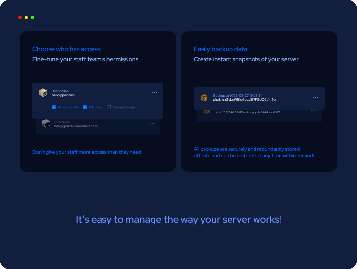 Senior Hosting subusers interface